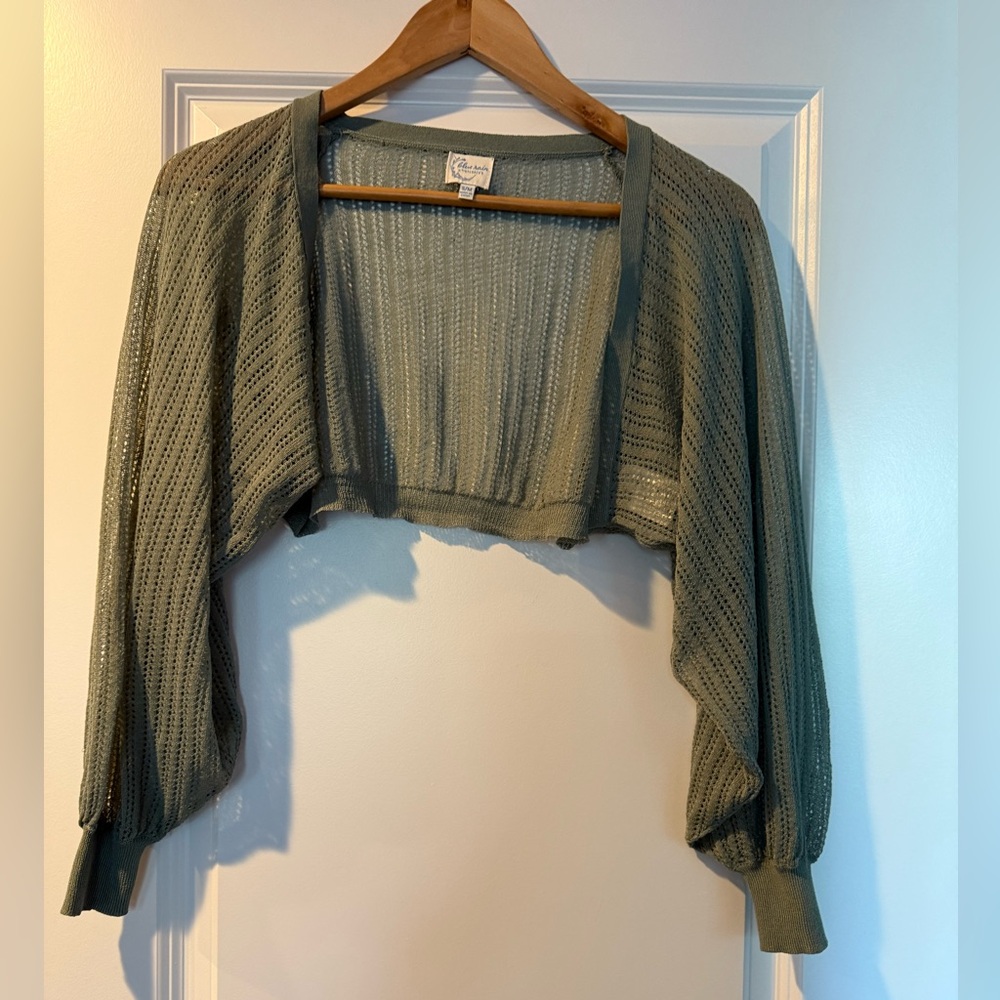 Blue Rain (Francesca’s) Light Green Cropped Shrug Sweater